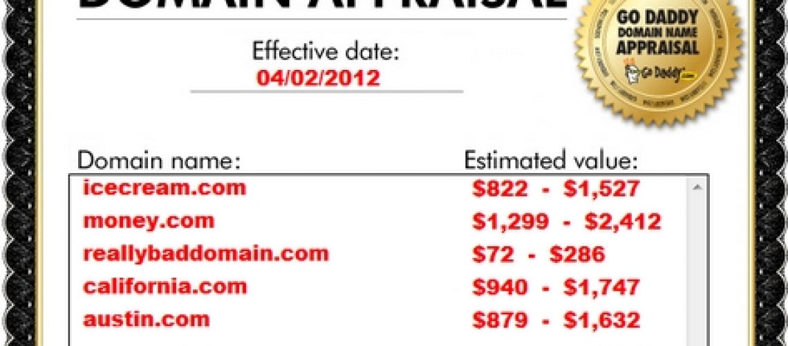 domain name appraisal certificate scam